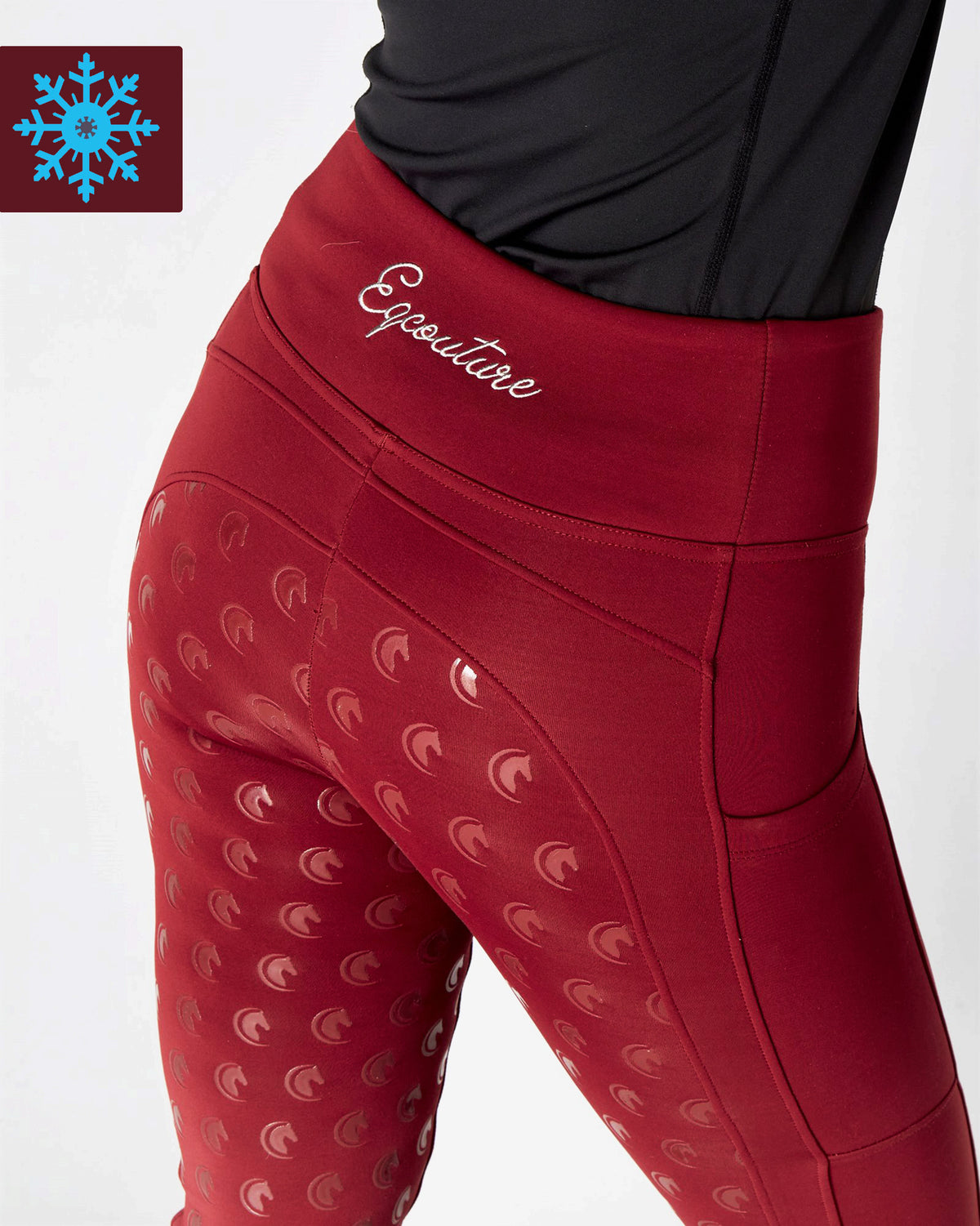 Winter Thermal Horse Riding Tights / Leggings w/ phone pockets -  RED