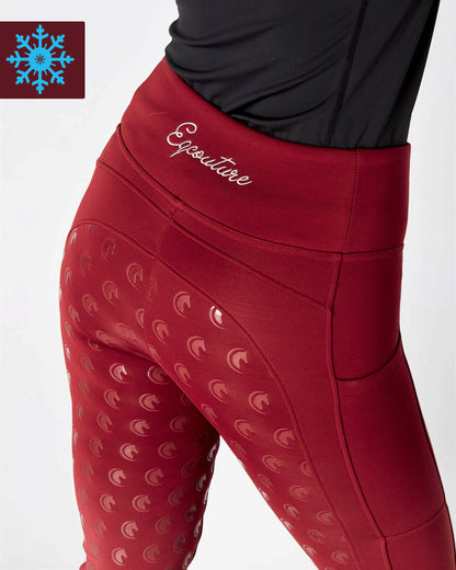 Winter Thermal Horse Riding Tights / Leggings w/ phone pockets -  RED