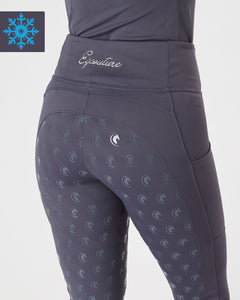 Winter Thermal Horse Riding Tights / Leggings w/ phone pockets - GREY